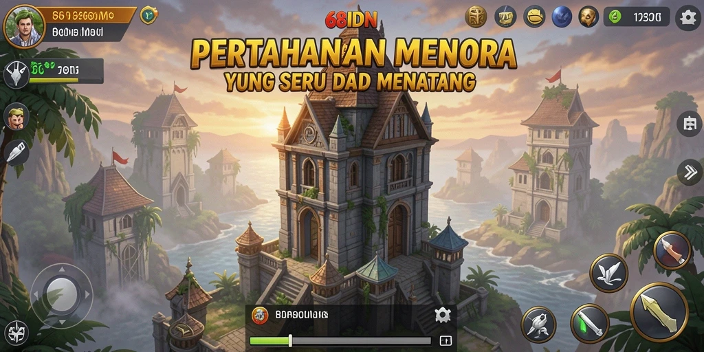 Tampilan permainan Tower Defense yang dinamis dan menarik di 68IDN.