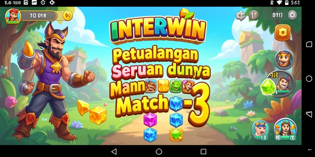 Screenshot INTERWIN menampilkan gameplay seru mencocokkan item.