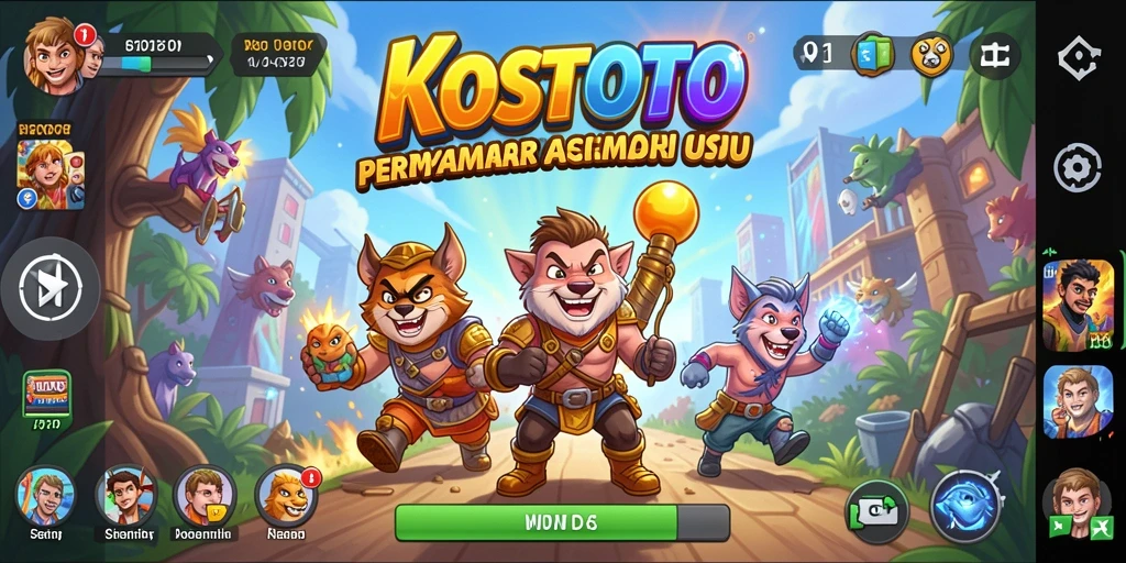 Tangkapan layar KOSTOTO menampilkan gameplay arcade yang menarik dan penuh warna.