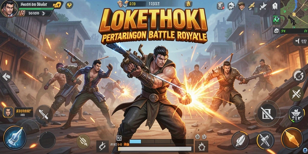 Tampilan seru gameplay LOKETHOKI dalam pertempuran Battle Royale.