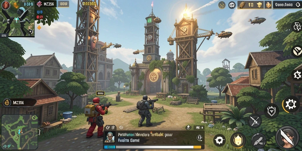 Tampilan strategi pertempuran dalam game Tower Defense yang mendebarkan.