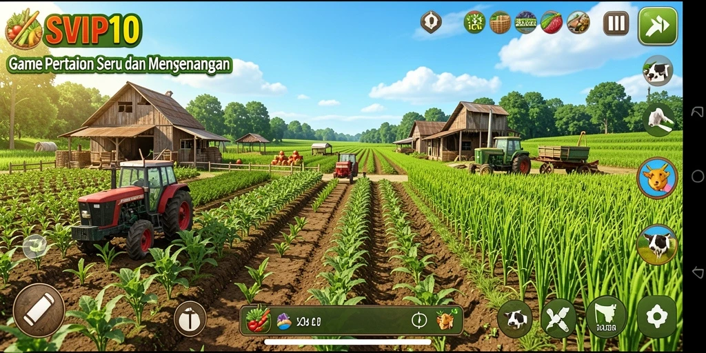 Tampilan gameplay SVIP10 yang menampilkan aktivitas bertani yang seru.